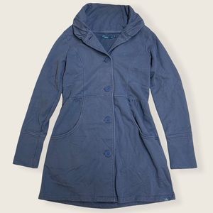Prana Lapis Blue 100% Cotton Button-Up Sweatshirt Jacket/Coat (S)